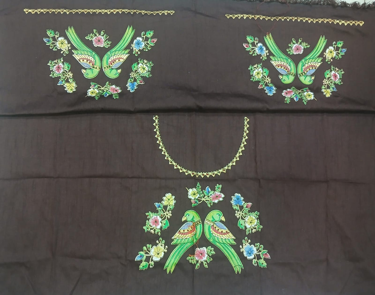 Thanjavur Paint Blouses With Parrot Design