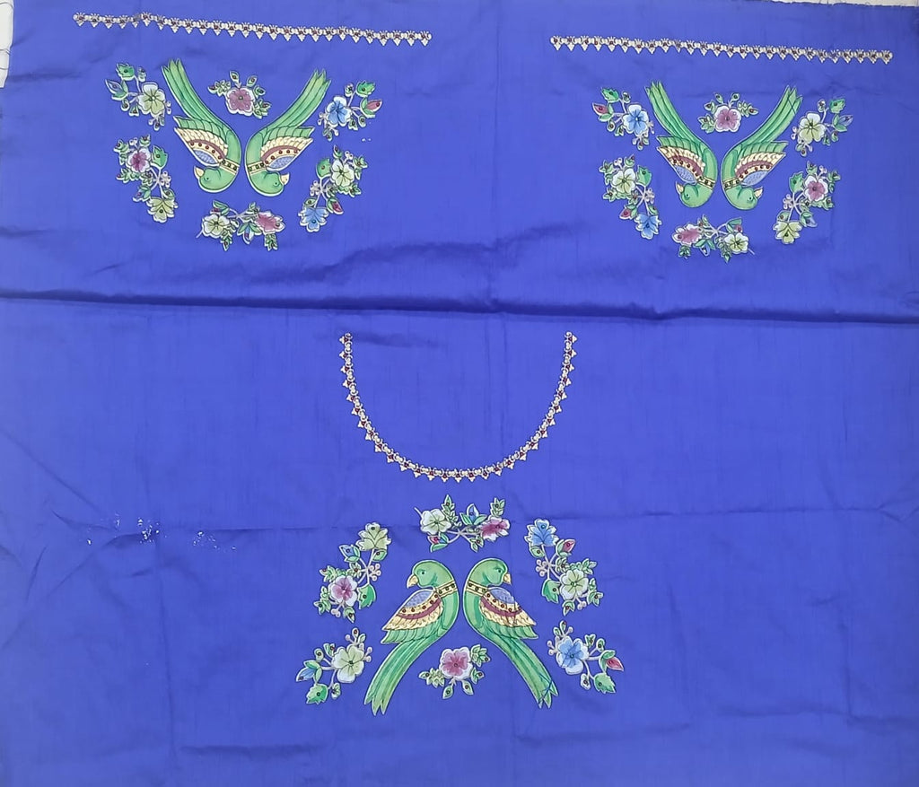 Thanjavur Paint Blouses With Parrot Design