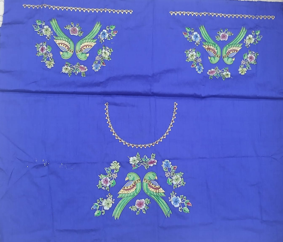 Thanjavur Paint Blouses With Parrot Design