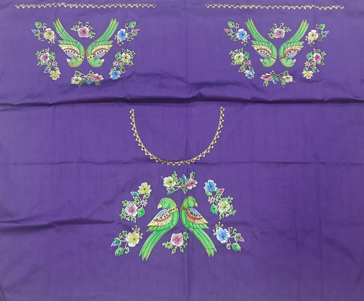 Thanjavur Paint Blouses With Parrot Design
