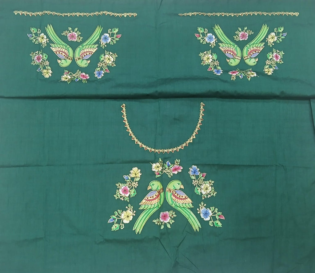 Thanjavur Paint Blouses With Parrot Design