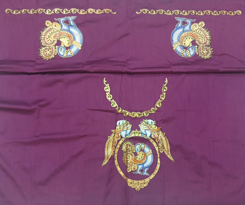 Thanjavur Paint Blouses With Big Peacock Design