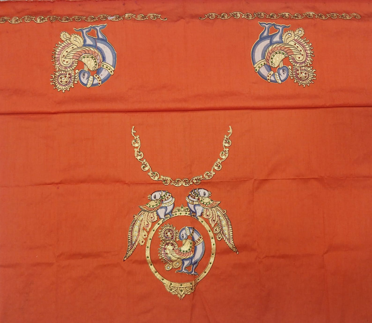 Thanjavur Paint Blouses With Big Peacock Design