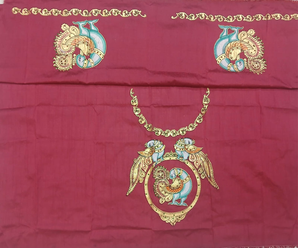 Thanjavur Paint Blouses With Big Peacock Design