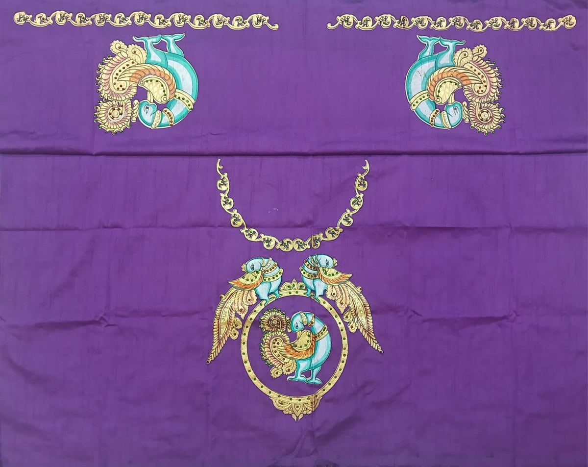Thanjavur Paint Blouses With Big Peacock Design