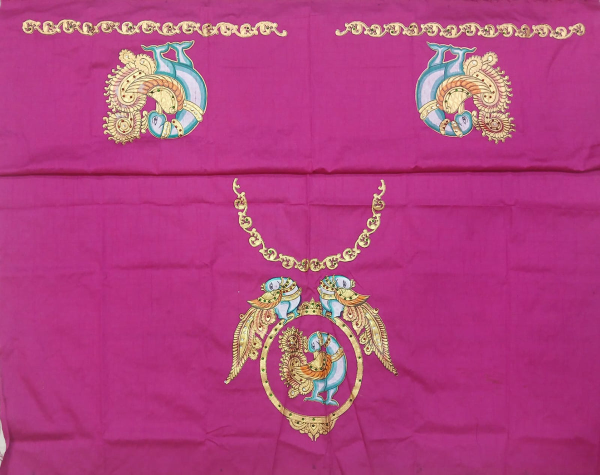 Thanjavur Paint Blouses With Big Peacock Design