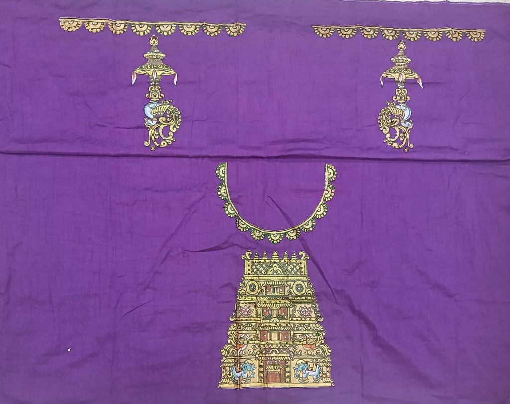 Thanjavur Paint Blouses With Temple Art Work Design