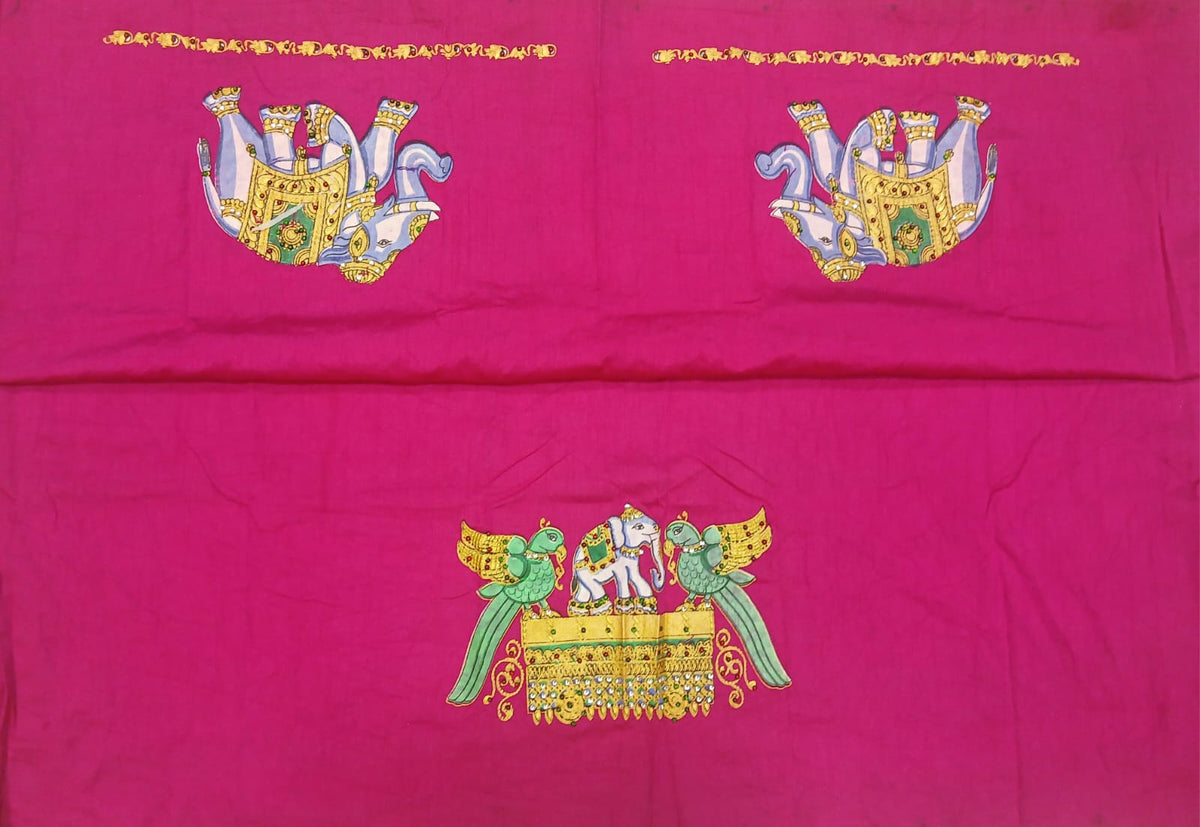 Thanjavur Paint Blouses With Elephant And Peacock Design