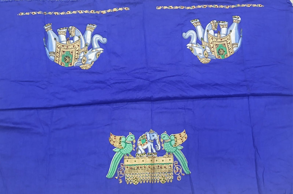 Thanjavur Paint Blouses With Elephant And Peacock Design