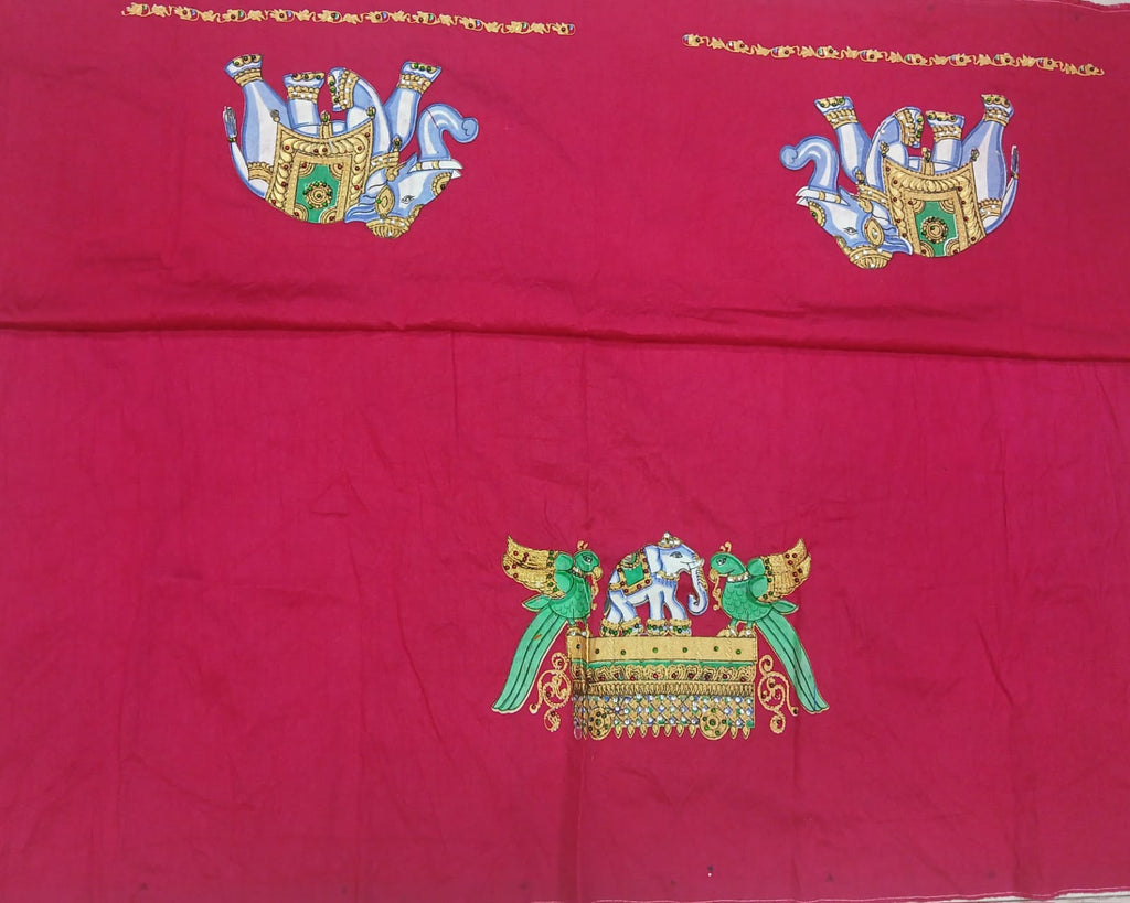 Thanjavur Paint Blouses With Elephant And Peacock Design