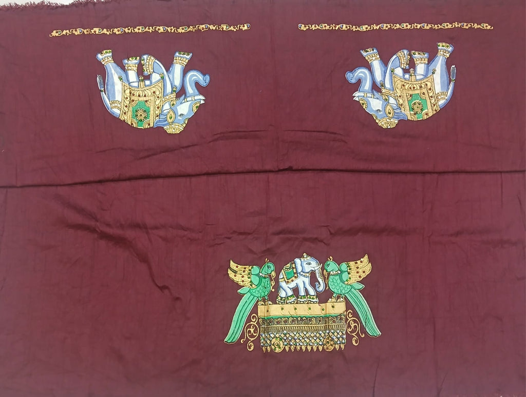Thanjavur Paint Blouses With Elephant And Peacock Design