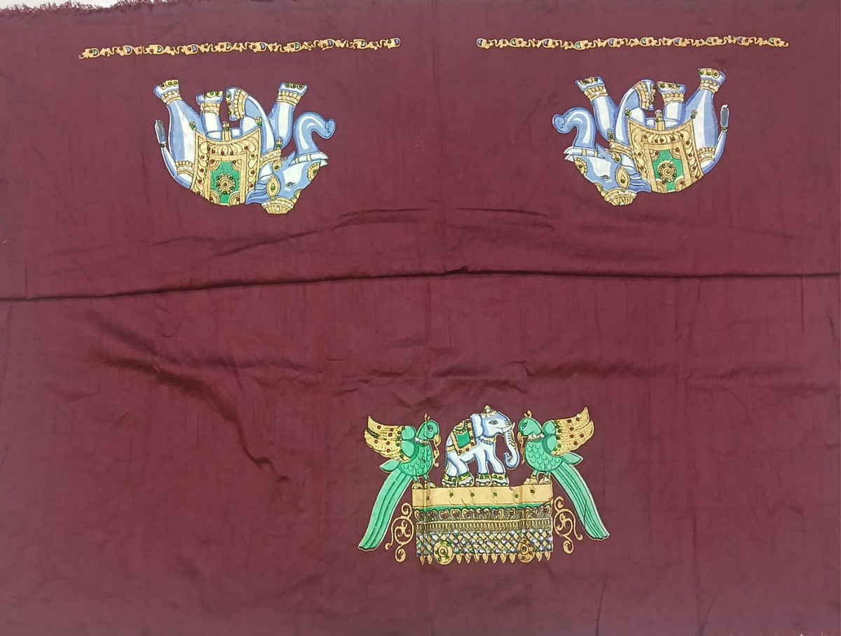 Thanjavur Paint Blouses With Elephant And Peacock Design
