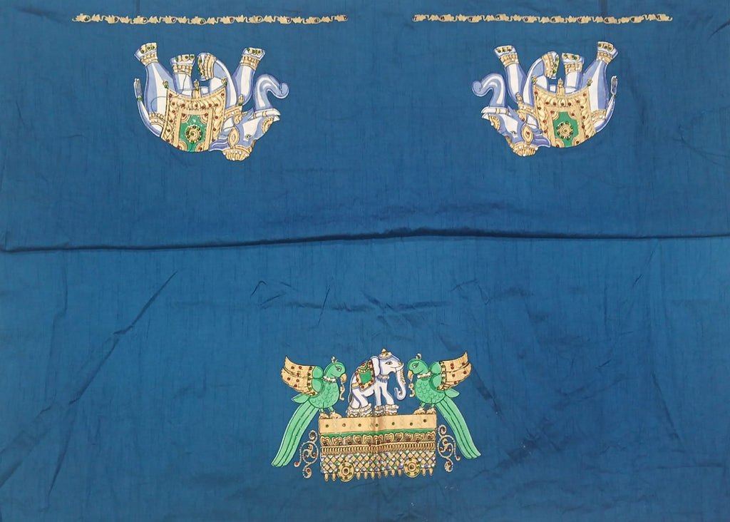 Thanjavur Paint Blouses With Elephant And Peacock Design