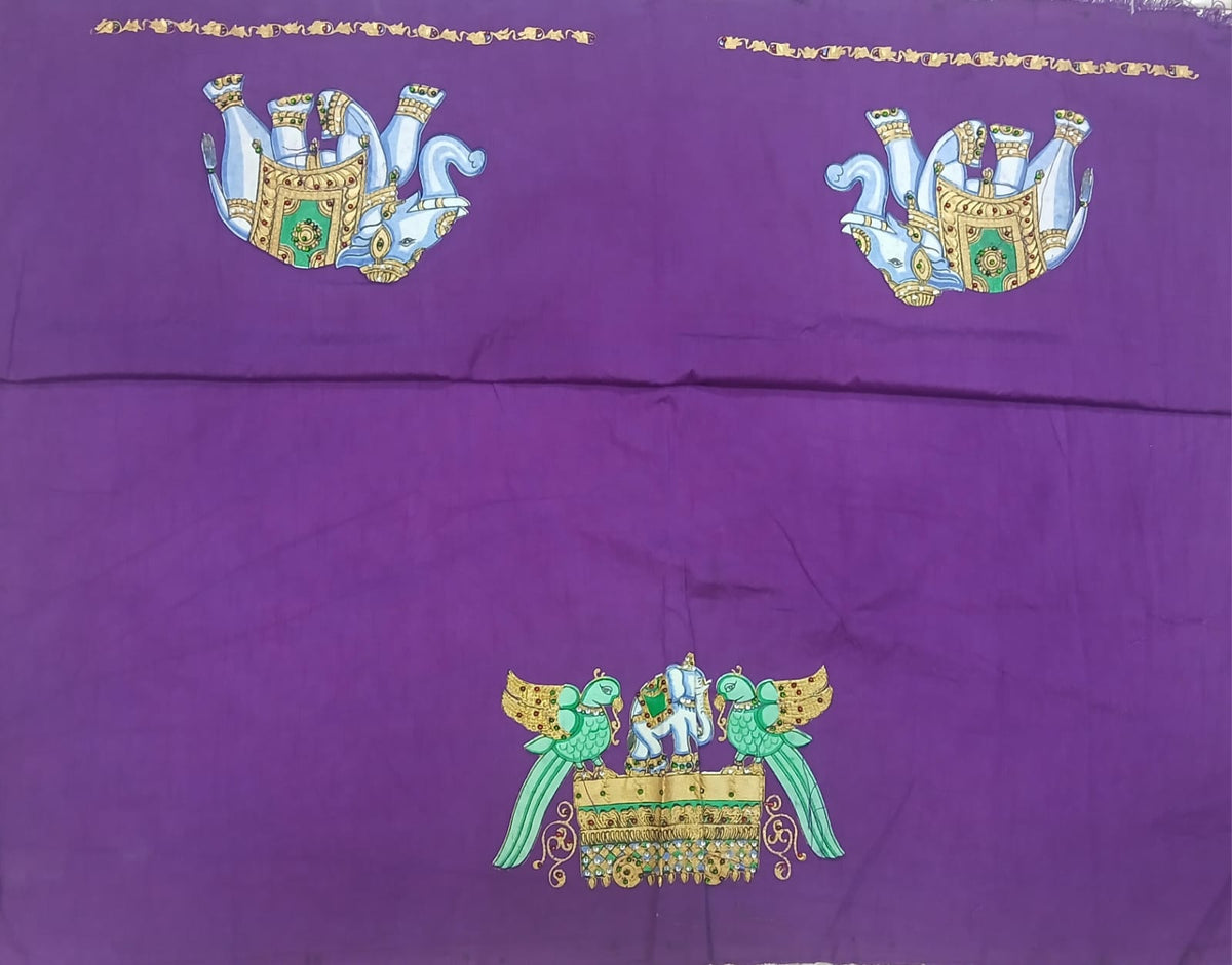 Thanjavur Paint Blouses With Elephant And Peacock Design