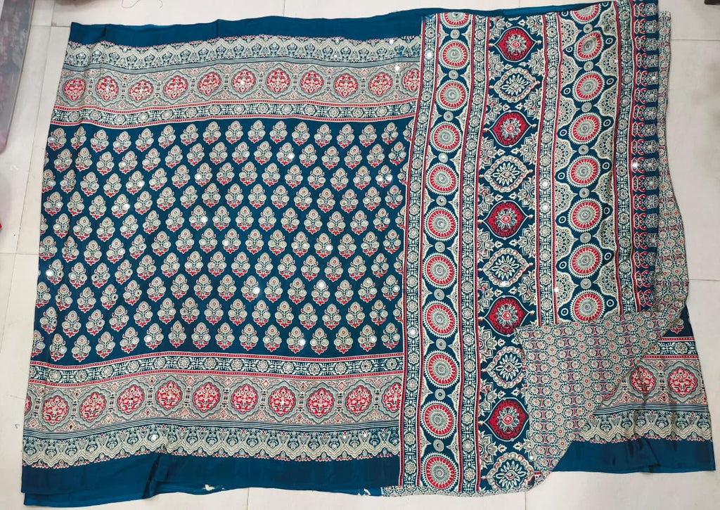 Azrak Sarees With Flower design