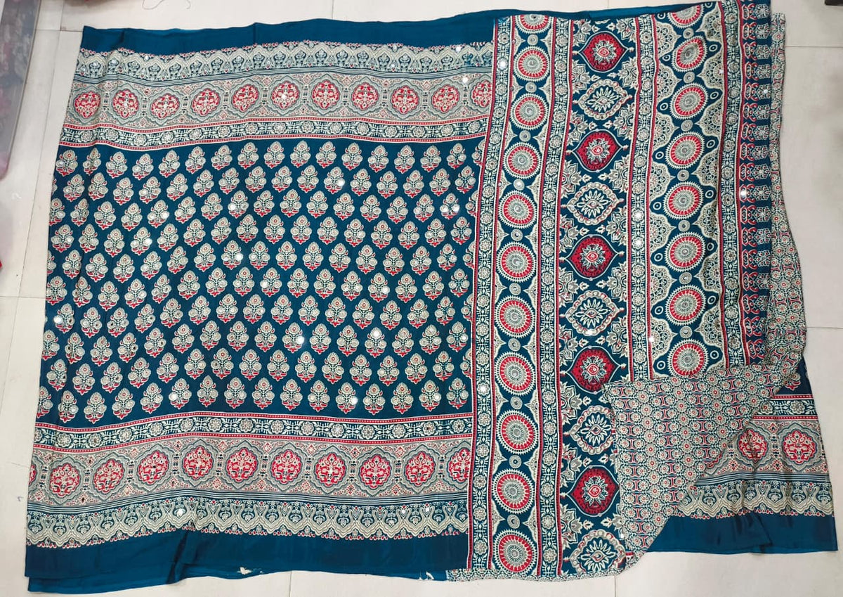 Azrak Sarees With Flower design