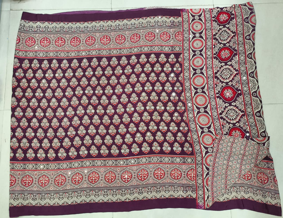 Azrak Sarees With Flower design