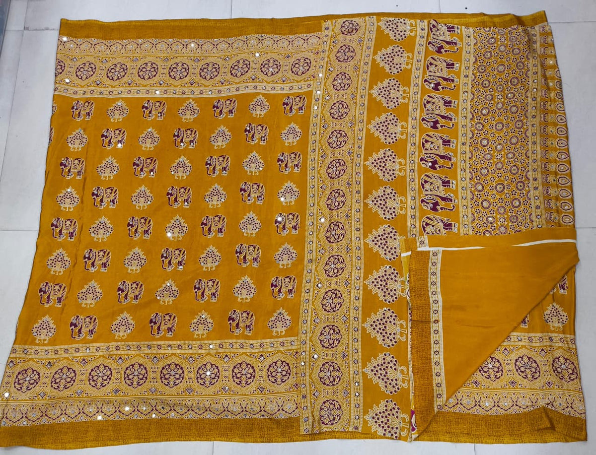 Azrak Sarees With Elephant Design