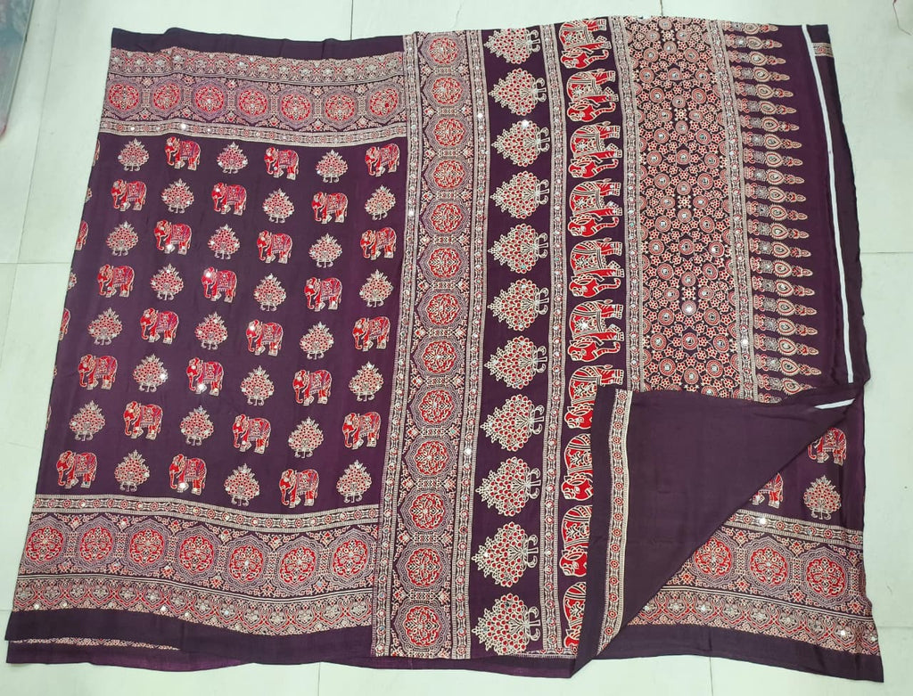Azrak Sarees With Elephant Design