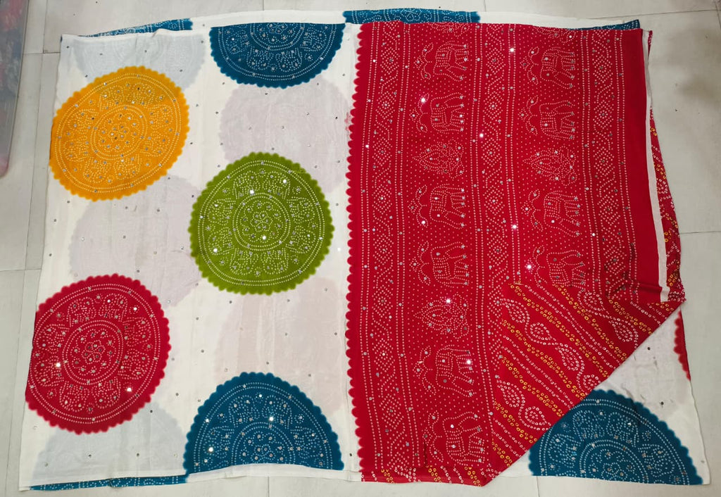 Azrak Sarees With Circle Design