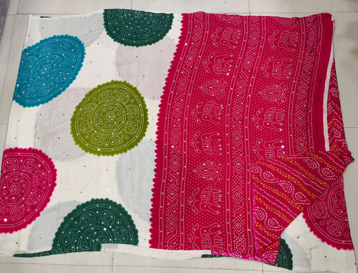 Azrak Sarees With Circle Design