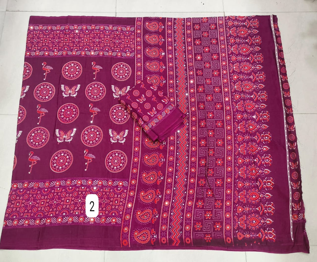 Azrak Sarees With Butterfly Design