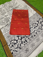 Raw Silk Dress Material Top With Kalamkari Dupatta