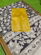 Raw Silk Dress Material Top With Kalamkari Dupatta