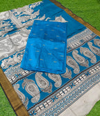 Raw Silk Dress Material Top With Kalamkari Dupatta