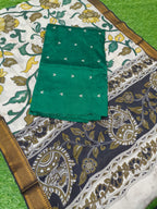 Raw Silk Dress Material Top With Kalamkari Dupatta