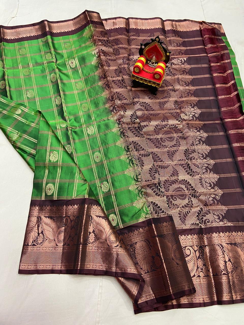 Vintage Pattu Sarees Big Checks