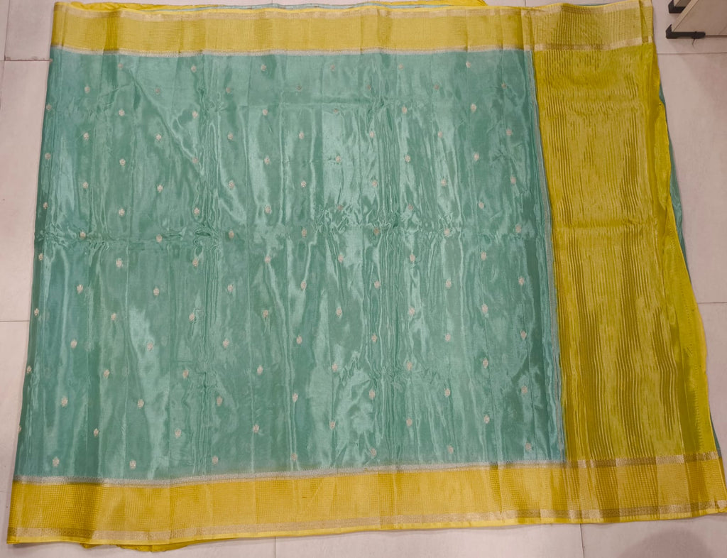 Chinon Georgette Saree With Border Checks Design