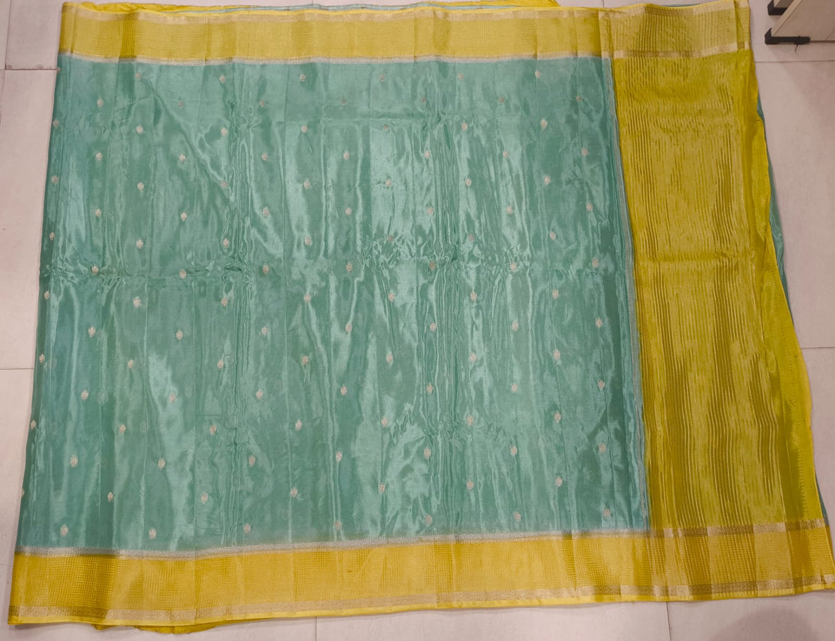 Chinon Georgette Saree With Border Checks Design