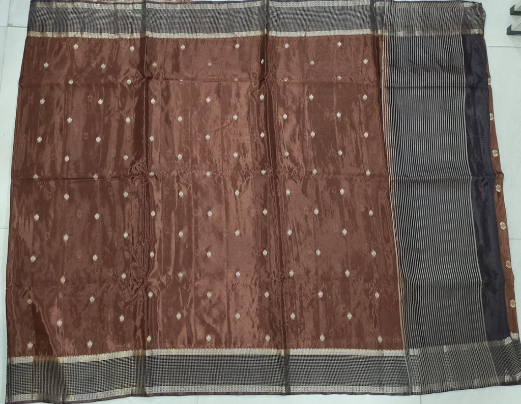 Chinon Georgette Saree With Border Checks Design