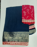 Banaras Saree With A  Contrast Blouse