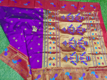 Narayanpet saree royal purple with paithani border