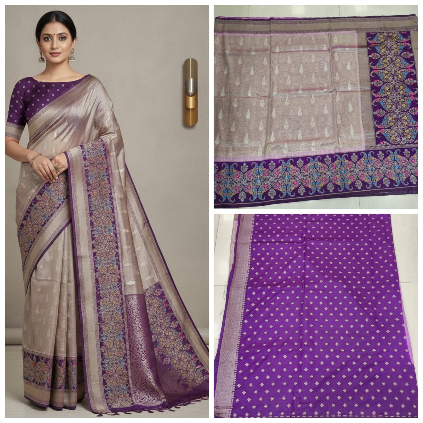 Tissue  banaras sarees with rich pallu