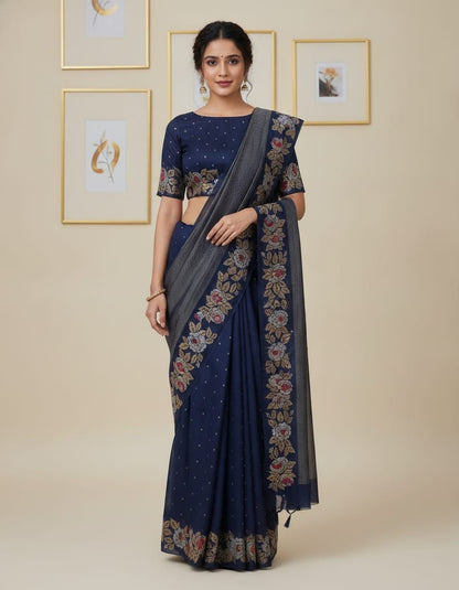 jute tussar saree with a rich pallu