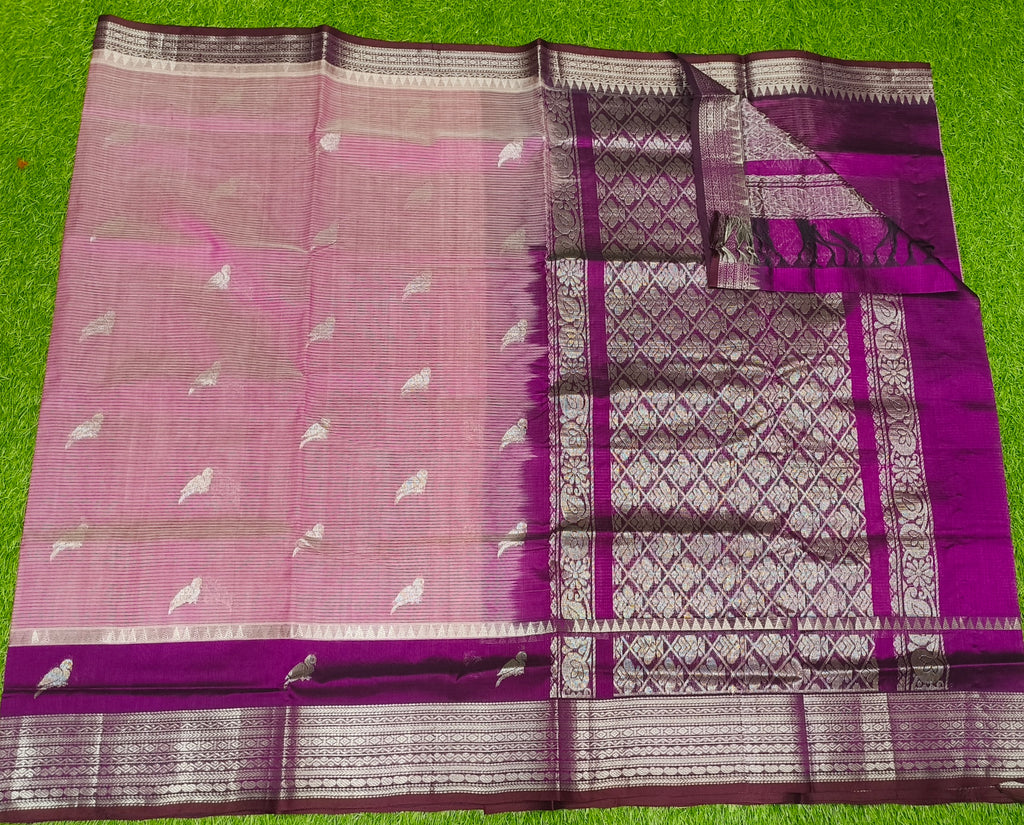 Mangalagiri Pattu Sarees With Birds Design