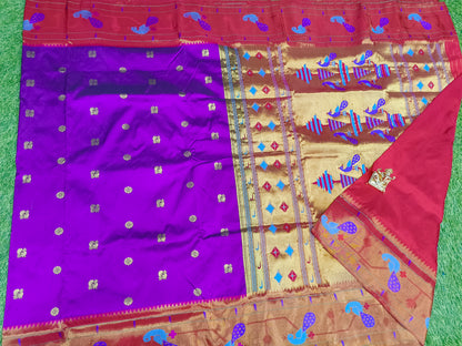 Narayanpet saree royal purple with paithani border