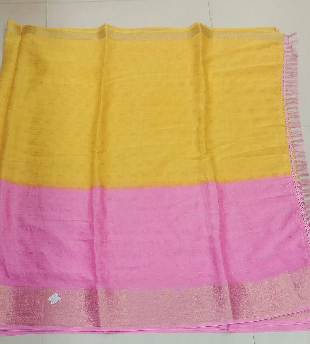 Yellow And Pink Fancy Saree