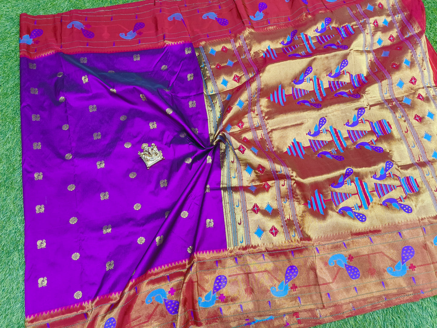 Narayanpet saree royal purple with paithani border