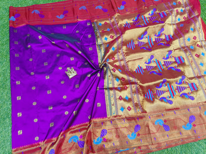 Narayanpet saree royal purple with paithani border