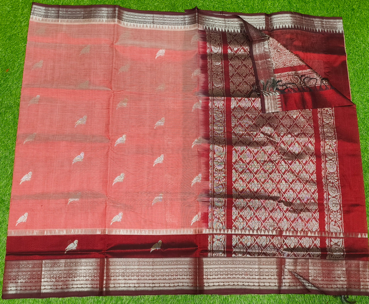 Mangalagiri Pattu Sarees With Birds Design
