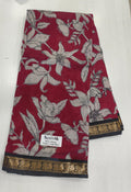 Red Mangala Giri Sarees With Contrast Blouse