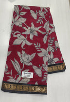Red Mangala Giri Sarees With Contrast Blouse
