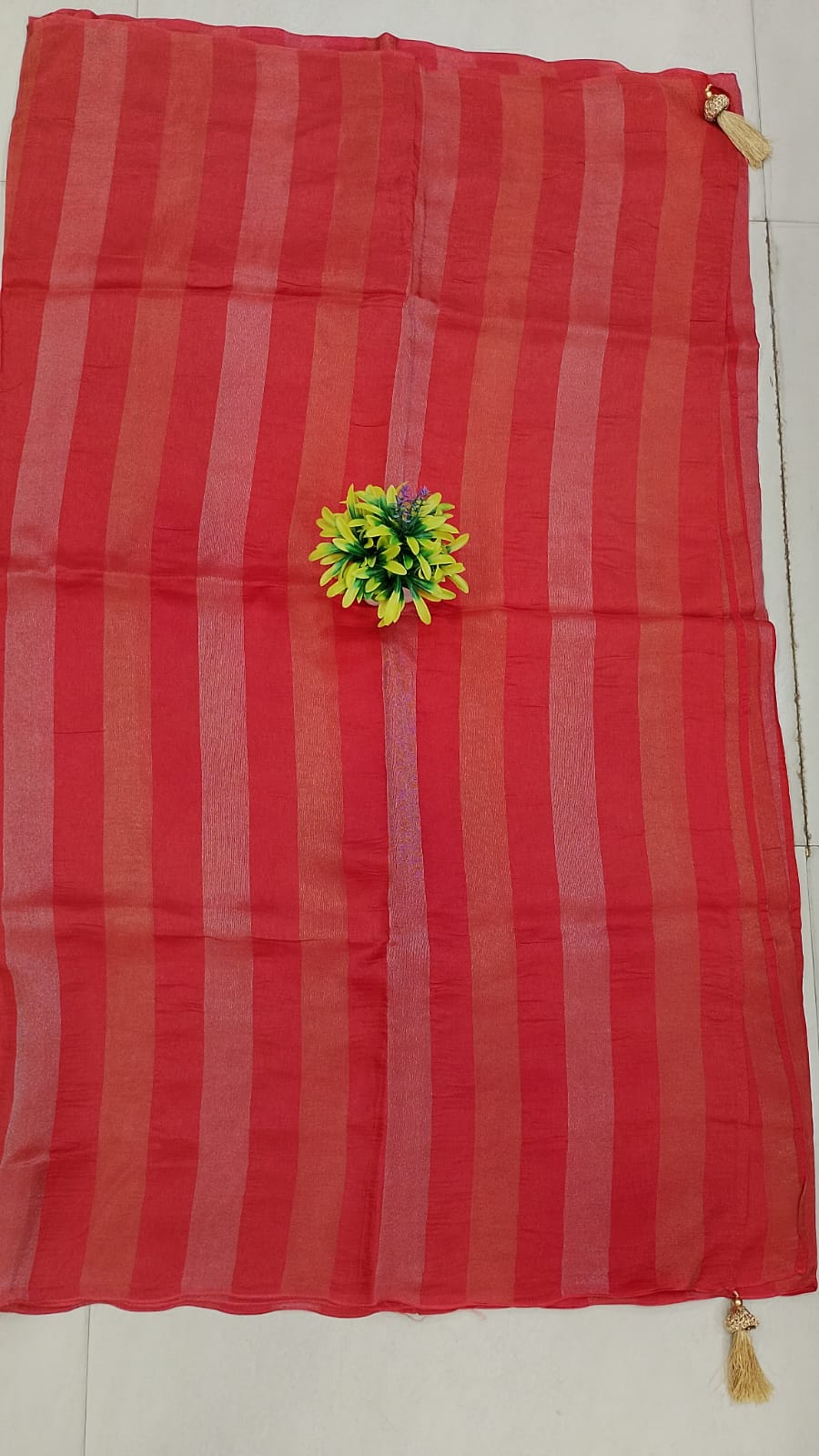 Banaras saree with contrast blouse