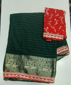 Banaras Saree With A  Contrast Blouse
