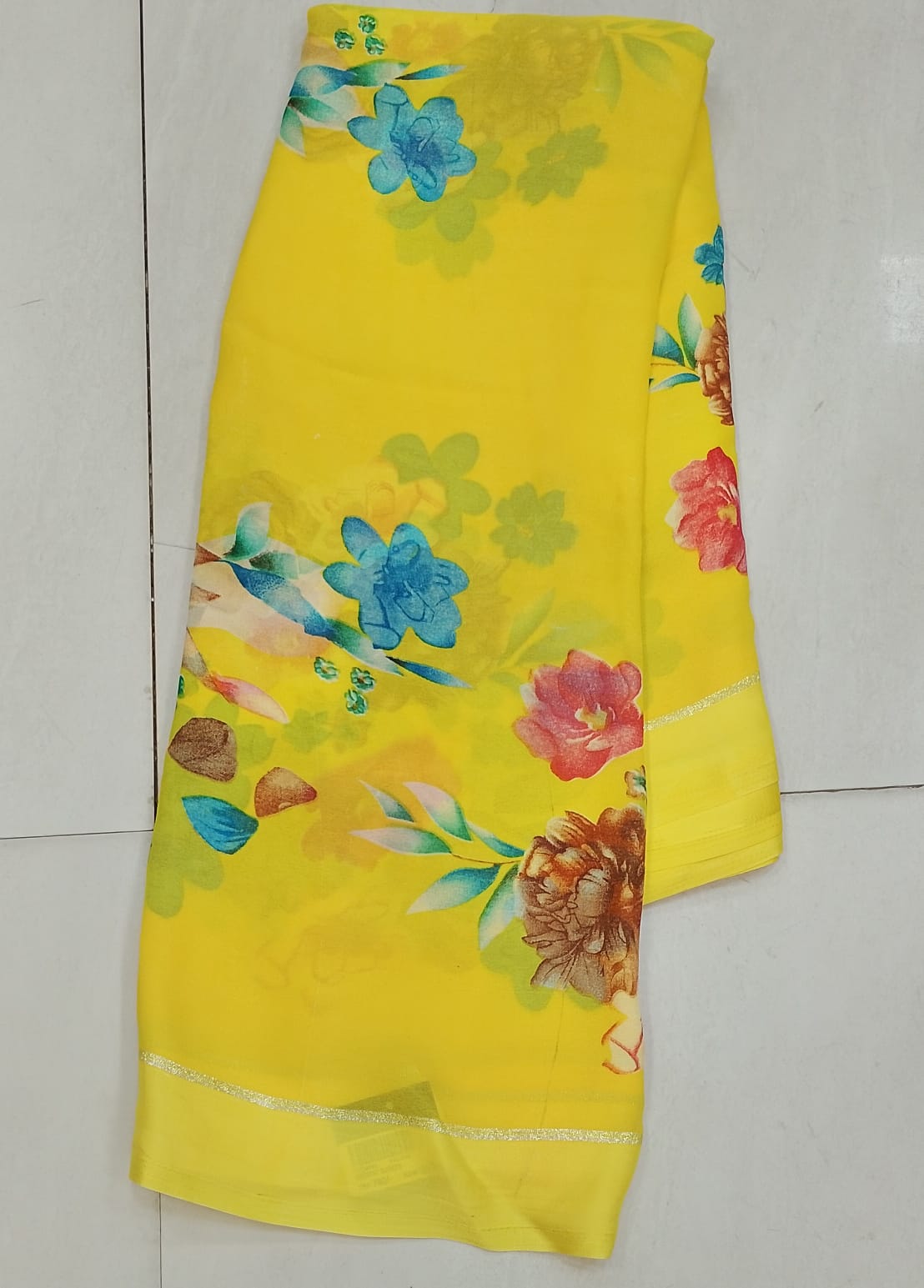 Bright Yellow Keerthi Suresh Fancy Saree
