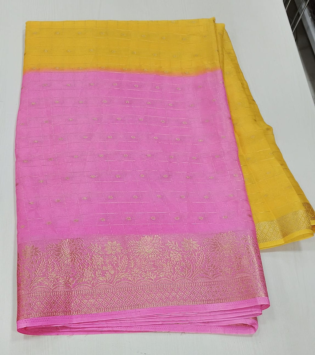 Yellow And Pink Fancy Saree